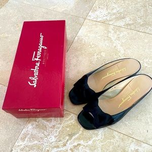 Ferragamo block heel shoes.  comfortable! Expected wear and tear. Box included.